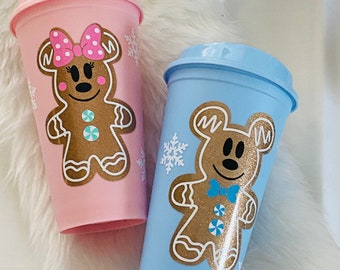 Mickey Gingerbread tumbler , Disney Christmas  Cup, Minnie Gingerbread , Christmas  Cup, Christmas Reusable Hot Cup, Hot Cocoa Cup