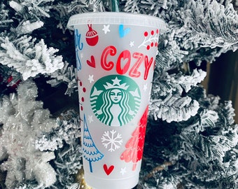 Christmas Starbucks Cold Cup, Starbucks Cup,  Starbucks Christmas  Cup,  Holiday Cup, Christmas Gift ,  Winter Vibes