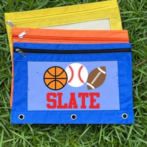 Sports pencil pouch / Baseball pencil Pouch / Sports Pencil Bag /  Pencil Pouch / personalized school supplies / school supplies