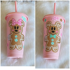 Mickey Gingerbread tumbler , Disney Christmas  Cup, Minnie Gingerbread , Christmas  Cup, Christmas Reusable Cold Cup