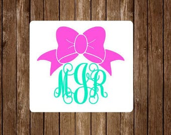 Monogram Bow Decal // monogram decal // Bow decal // monogram bow // southern decal // Car decal // laptop decal