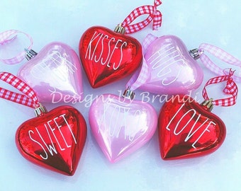 Rae Dunn Inspired Valentine Ornament Set of 6