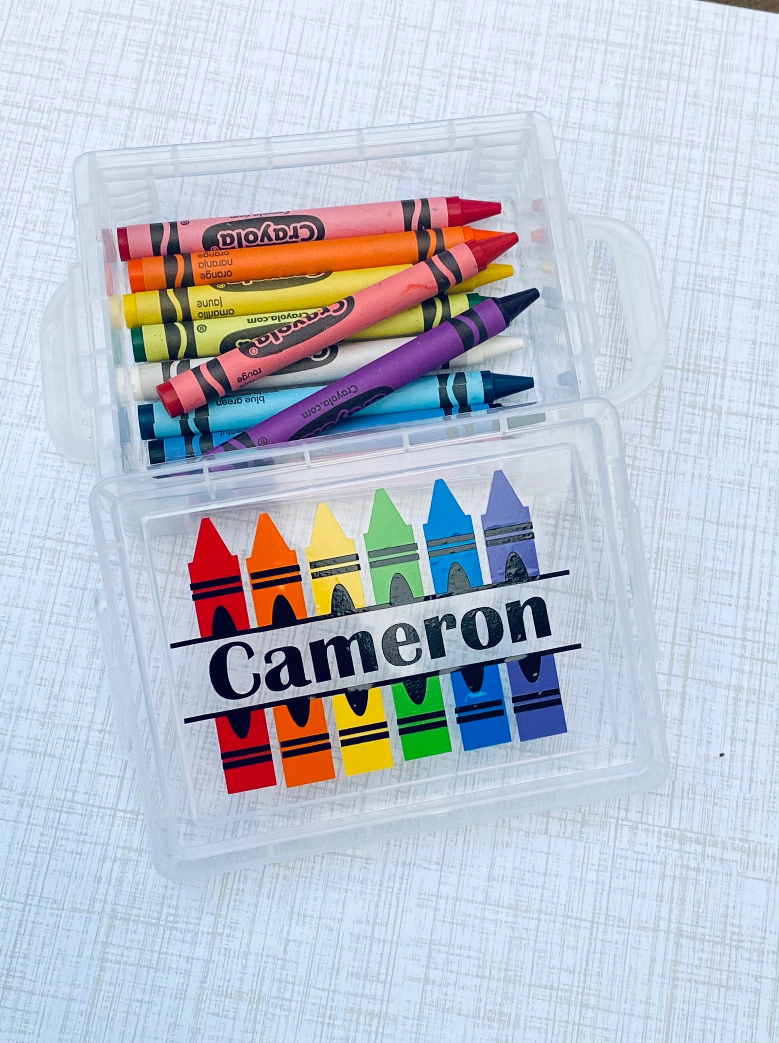 Personalized Crayon Box / Personalized School Supplies / Back Etsy