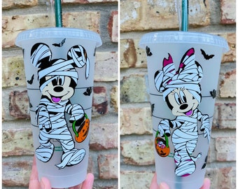 Mickey and Minnie Mummy Halloween  Cup, Mummy  Cup, Halloween Disney Starbucks Cold Cup, Disney Boo Bash, Starbucks Halloween Cup