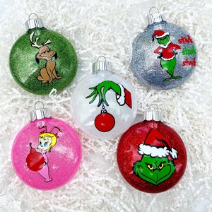 Grinch Christmas Ornaments Set of 5 / Christmas Decor / - Etsy