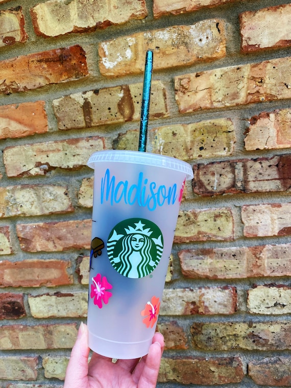 LV Starbucks Cold Cup with Personalised Name — Chelsey Style