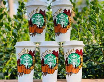 Personalized Fall Starbucks Reusable Cup, Fall Starbucks Hot Cup, Pumpkin Spice Cup,  Fall Tumbler,