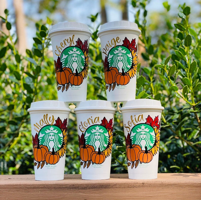 Personalized Fall Starbucks Reusable Cup Fall Starbucks Hot Etsy
