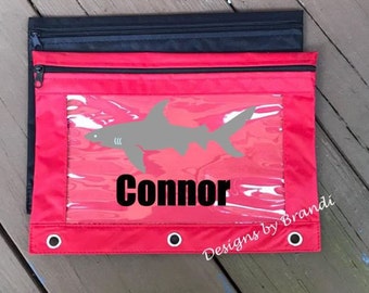 Shark pencil pouch // Back to school // personalized school supplies // monogrammed school supplies  // BTS // Shark school supplies