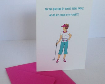 Happy Birthday Female Golfer, Golf Birthday Card Women, Ladies Golf Birthday Card Funny - FREE SHIPPING