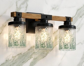 Bathroom Vanitylight Vanity Light Fixture 3 Light Wood Vanity Light Rustic Vanity Colored Sconce Modern Vanity Wall Light Metal Glass Luxury