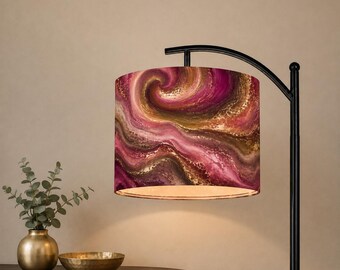 Modern Pink Floor Lamp Gold Burgundy Marble Arc Floor Lamp Jewel Tone Standing Light Art Deco Glam Decor Moody Organic Designer Floor Light