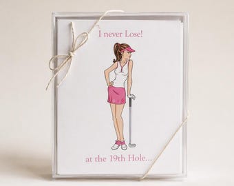 Golf Gift Set for Women Golf Accessories Blank Note Card Set Ladies Golf Theme Cards Funny Golf Lover Gift for Her Wife Golf Birthday Gift