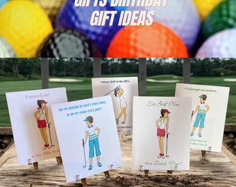 Golf Gifts for Women, Golf Thank You Notes, Blank Note Card Set, Funny Ladies Golf Theme Cards, Unique -Set of 10