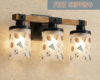 Sporting Nursery Theme 3 Light Vanity Light Game Room Light Bathroom Decor Play Sports Nursery Lights Boy Room Decor Football Baseball Golf