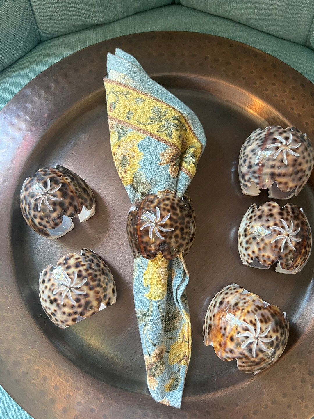 Vintage Cowrie Shell Napkin Rings- Set of 6 Boho Tablescape Design ...