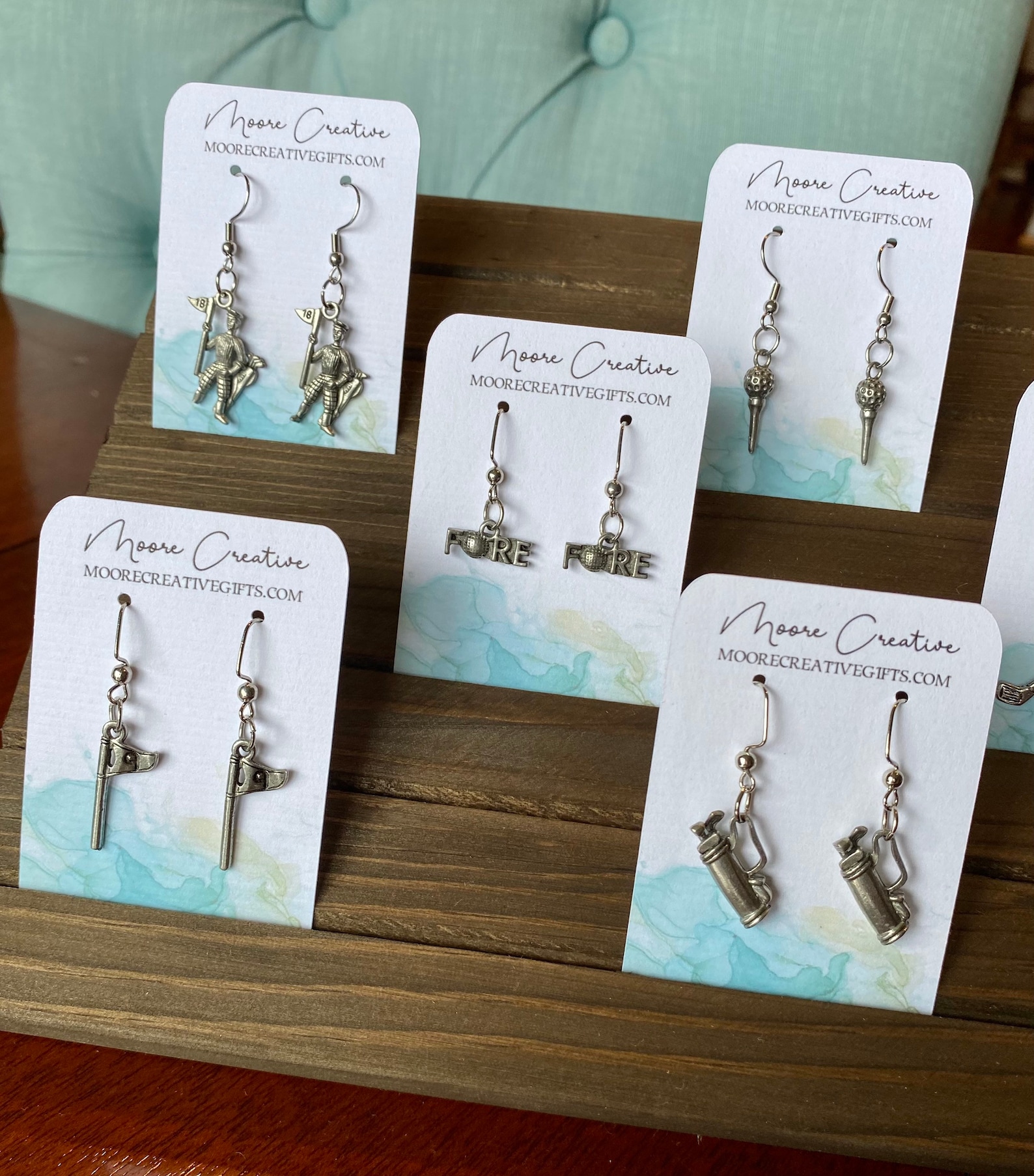 Golf Gifts for Her, Golf Bag Earrings, Golf Cart Stud Earrings Golf