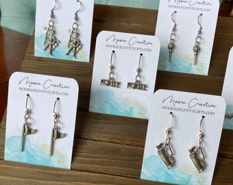 Golf Earrings, Golf Club Earrings in Silver Pewter on Stainless Steel Earring Hoop Wires Golf Earrings Golf Gift Golf Women, Golf Jewelry