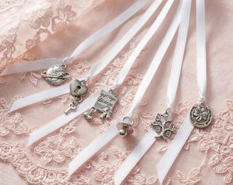 Wedding Cake Pulls Set of 12 Cake Charms for Wedding Tradition at Bridesmaid Luncheon Ribbon Pulls for Bridal Shower Gift for Bridesmaids