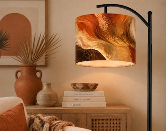Terracotta Arc Floor Lamp Organic Modern Lamp Designer Floor Light Southwestern Decor Reading Nook Light Statement Floor Lighting USA Made