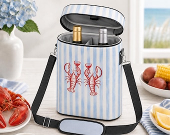 Picnic Cooler Wine Bottle Cooler Wine Carrier Tote Picnic Bag Lobster Boil Decor Coastal Gifts for Hostess Crawfish Boil Coed Bridal Shower