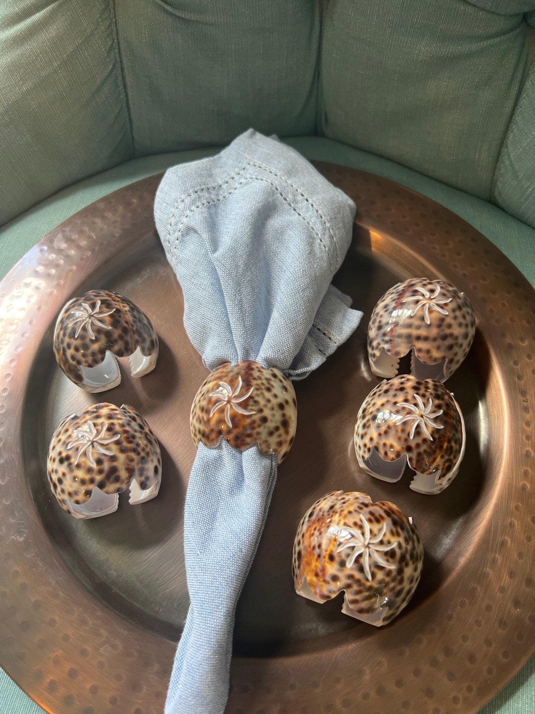Vintage Cowrie Shell Napkin Rings- Set of 6 Boho Tablescape Design ...