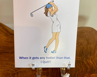 Ladies Golf GIfts, Golf Note Cards, Women Blank Note Card Set, Funny Ladies Golf Theme Cards, Unique -Set of 10