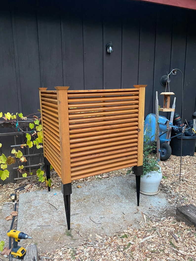 Redwood Air Conditioner Cover Nodig Kit, Garbage Can Screen, Wood