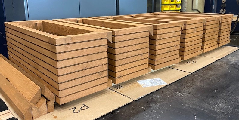 Modern Slatted Window Planter Boxes, Commercial Grade, Solid Heavy ...