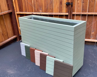 Tall Modern Privacy Planter, Custom Planter Boxes,Seven Colors, Solid Heavy Timber, Mid Century, Commercial Grade Planter, Assembled.