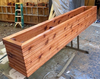 Modern Slatted Window Planter Boxes, Commercial Grade, Solid Heavy Timber, Ships Assembled, Built Tuff, Mid Century, Custom Sizes Available