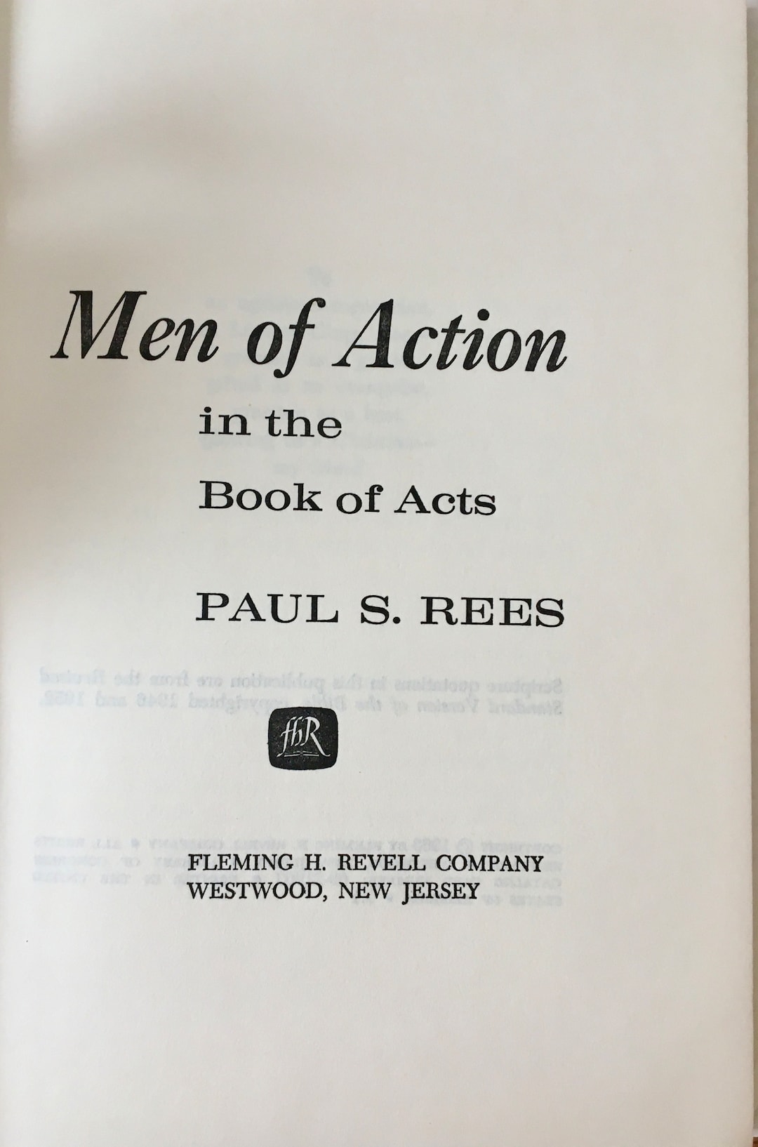 Vintage Men of Action:the Book of Acts by Paul S. Rees HC/DJ1966 Free ...