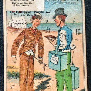 Antique Victorian Trade Card Pawtucket Coal Company. 1880's. Simple Simon Nursery Rhyme Free Shipping