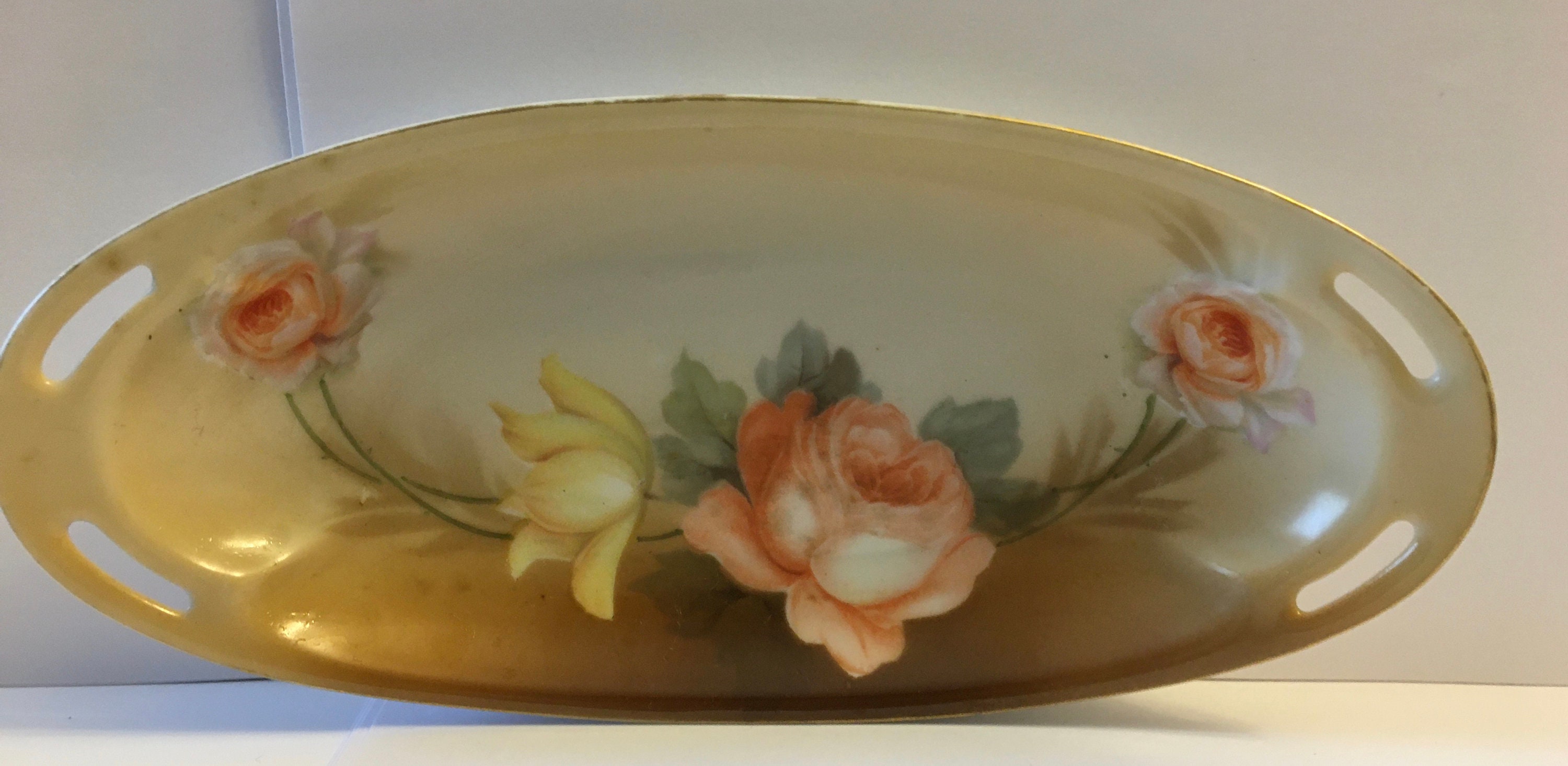 Antique R.S. Tillowitz Silesia Hand Painted Tray Roses   Etsy