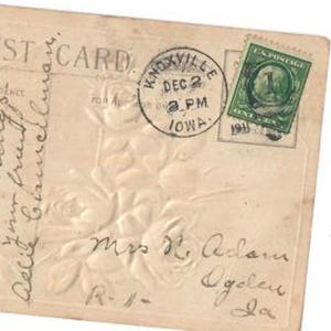 Antique 1911 Rare Green Benjamin Franklin 1 cent Postage Stamp on Post Card To Wish You Joy Free Shipping