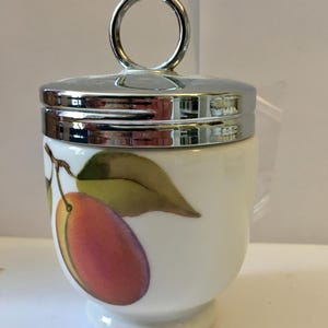 Vintage Royal Worcester Egg Coddler Peach and Berries  3 1/2&quot; Tall by 2&#39; Wide Free Shipping