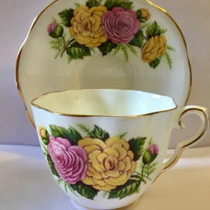 Vintage Clare Fine Bone China Made in England Cabbage Rose Free Shipping :)