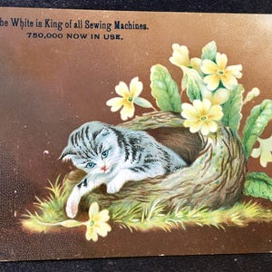 Antique Victorian Trade Card The White is King of all Sewing Machines 1888 Free Shipping