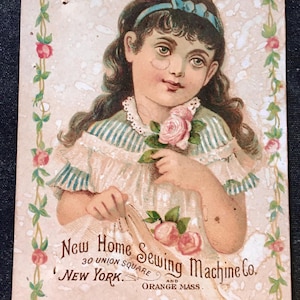 Antique Victorian Trade Card New Home Sewing Machine 1800's Orange Mass.