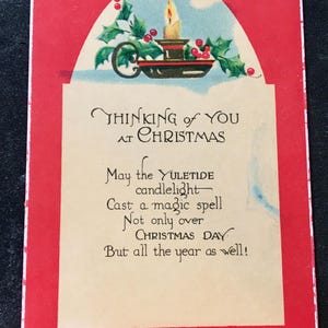 Antique Edwardian Thinking of You at Christmas Post Card 1915 Free Shipping