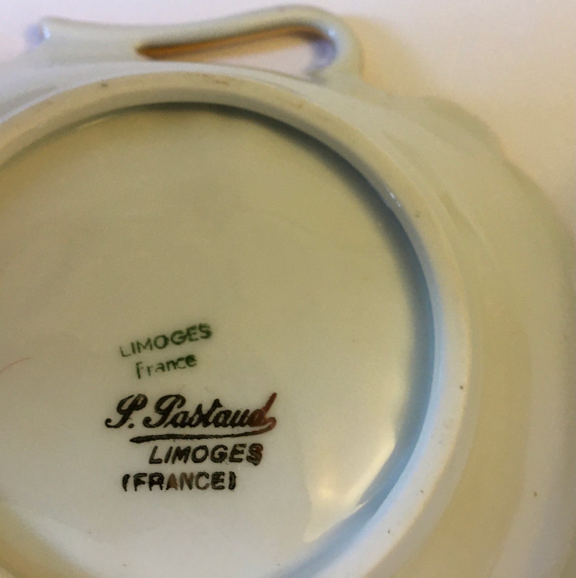 Vintage P. Pastaud Limoges France Trinket Dish Florals, Gold Rimmed