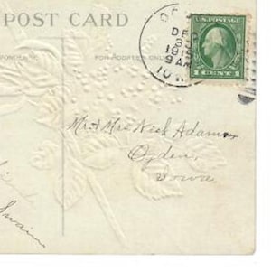 Rare Green George Washington 1 cent Postage Stamp  Post Crd Stamped 1915 Free Shipping