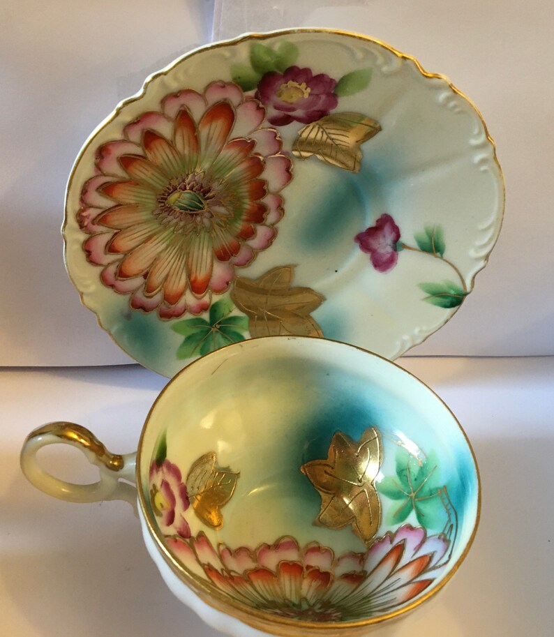 Vintage Hand Painted Occupied Japan Tea Cup and Saucer 19451952 Free Shipping Etsy