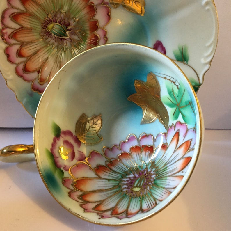 Vintage Hand Painted Occupied Japan Tea Cup and Saucer 19451952 Free Shipping Etsy