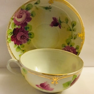 Antique Tea Cup and Saucer 1899 - 1919. Hand painted * Gorgeous