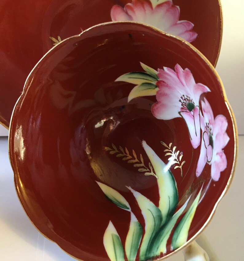 Vintage Hand Painted Occupied Japan Tea Cup and Saucer 19451952 FREE SHIPPING Etsy