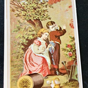 Antique Victorian 1880's Merrick Thread Advertising Card A Friend in Need. Free Shipping