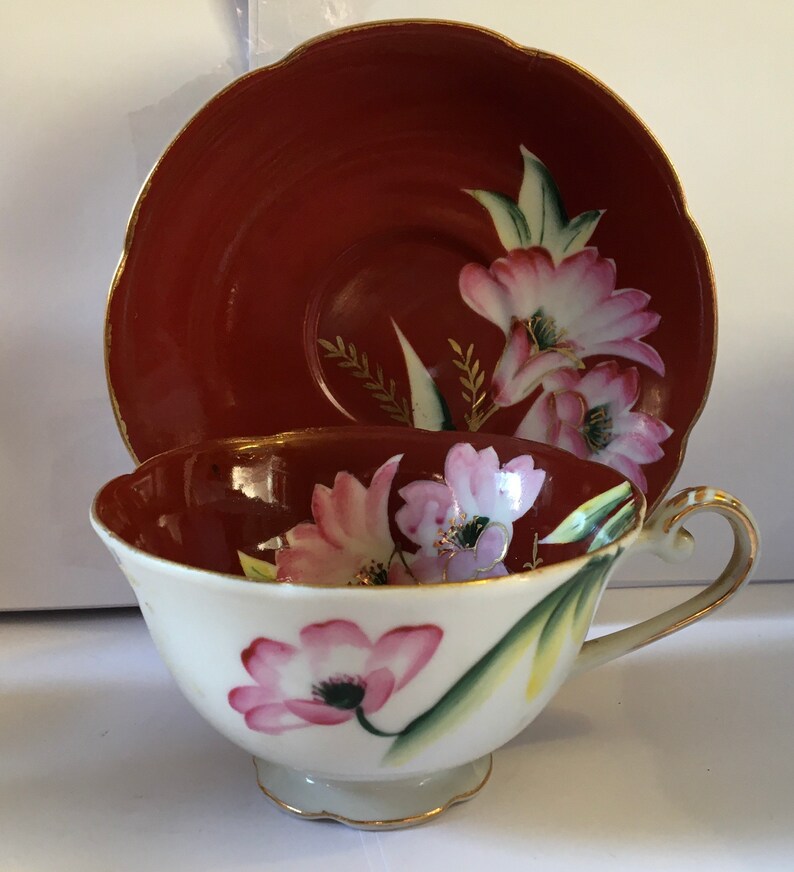 Vintage Hand Painted Occupied Japan Tea Cup and Saucer Etsy