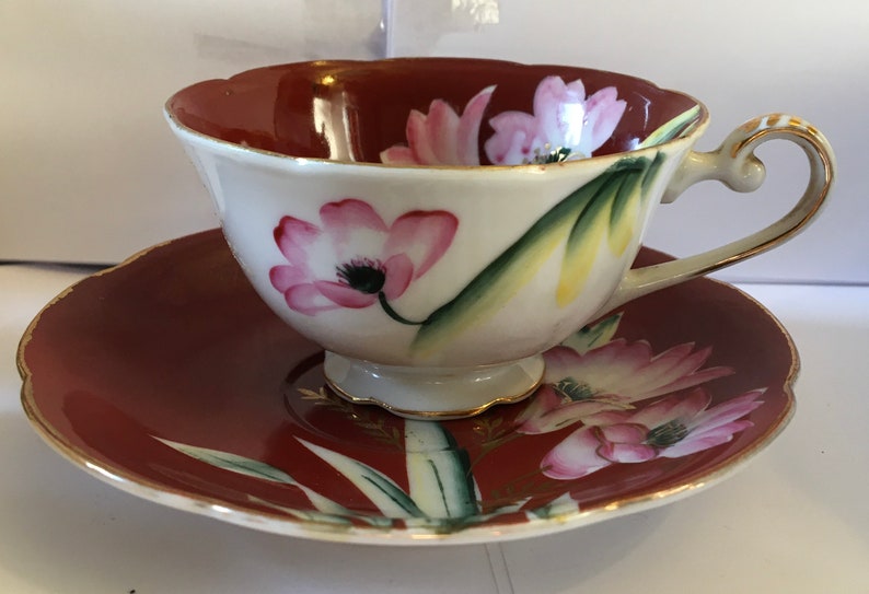 Vintage Hand Painted Occupied Japan Tea Cup and Saucer 19451952 FREE SHIPPING Etsy