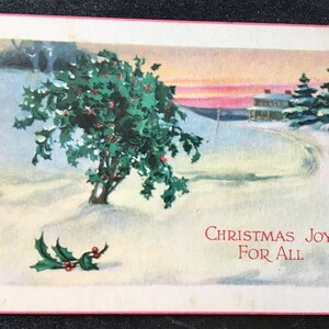 Antique Edwardian Christmas Joy for All  1916 Post Card c/w Canada War Tax Stamp Free Shipping